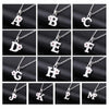 Initials Flower Letter Name Necklace for Girls Children's Alloy Crystal Flower A-Z Alphabet Pendant Chain Kids Jewelry