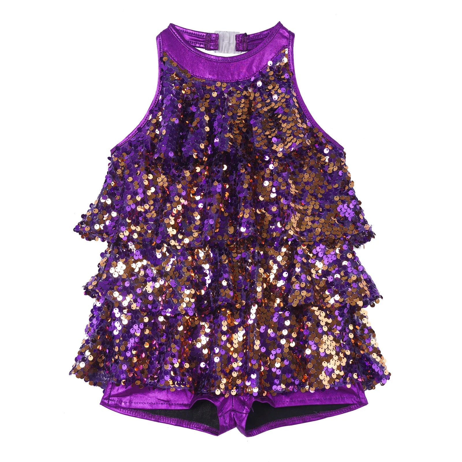 Shiny Sequins Kids Girls Halter Ballet Dance Stage Performance Dress Shorty Unitard Dress Modern Jazz Latin Dancing Costumes-Dollar Bargains Online Shopping Australia
