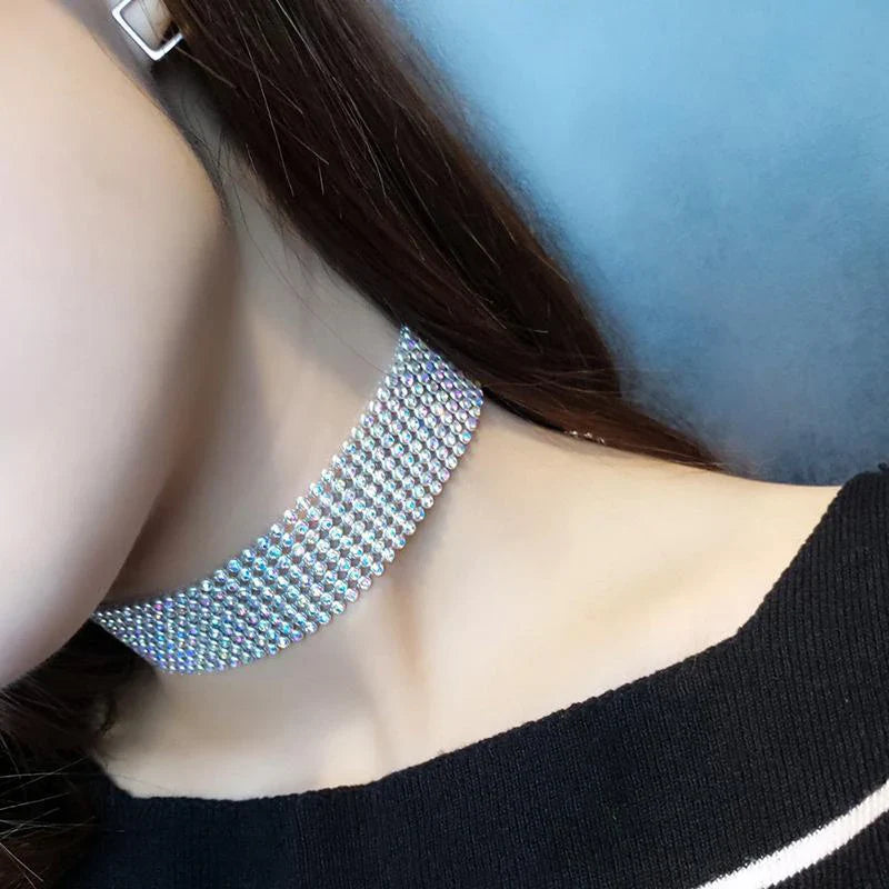 European Style Women Bundle Neck Element Necklace Jewelry Punk Hip Hop Choker Inlay Rhinestone Collar Gift-Dollar Bargains Online Shopping Australia