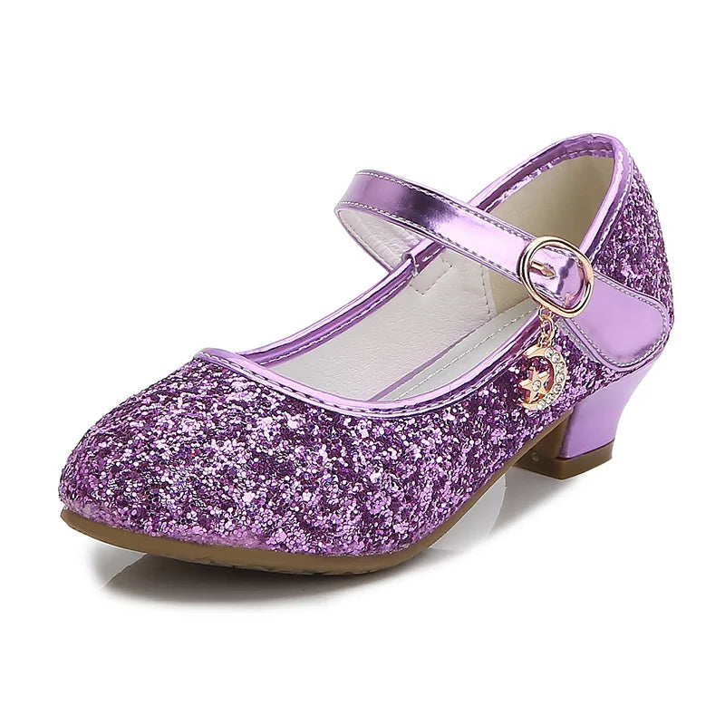 Girls Purple High Heels For Kids Princess RED Leather Shoe Footwear Children's Party Wedding Shoes Round Toe 1-3CM-Dollar Bargains Online Shopping Australia