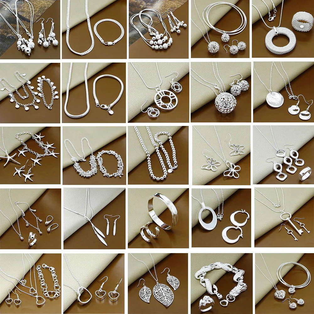 Fine Jewelry Set 925 Sterling Silver Sideways Snake Chain Bracelet Necklace Sets For Women Men Fashion Charm Jewelry Gift-Dollar Bargains Online Shopping Australia