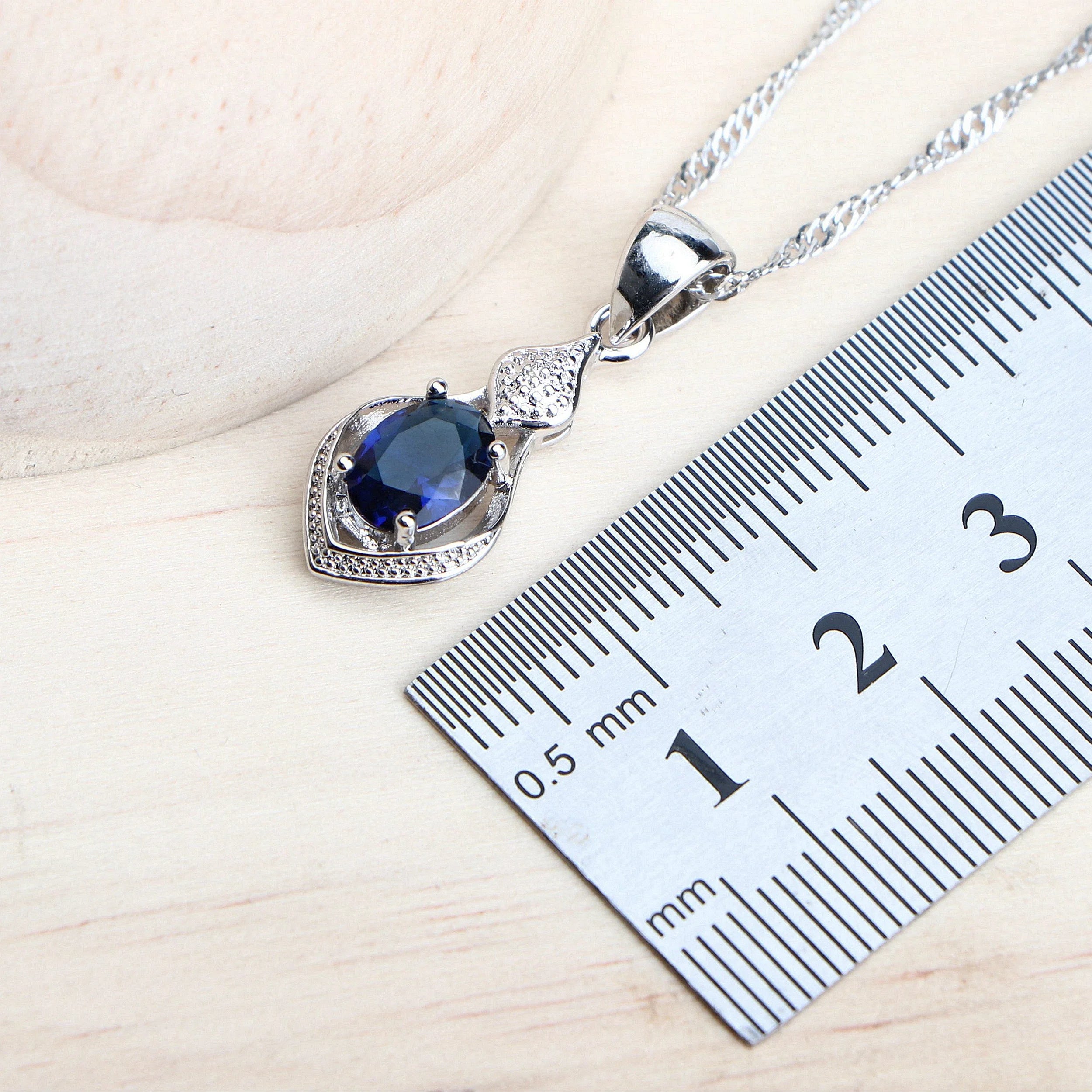 Women Silver 925 Bridal Jewelry Sets Blue Cubic Zirconia Costume Jewellery Wedding Earrings Rings Bracelets Pendant Necklace-Dollar Bargains Online Shopping Australia