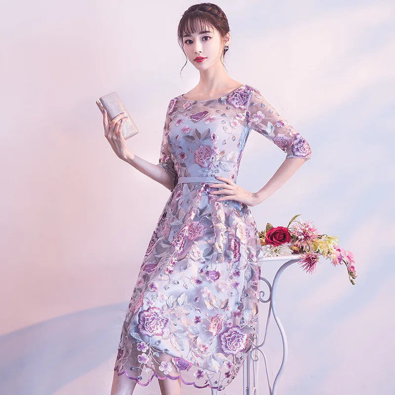 Short Formal Dresses Flowers Women Bride Elegant Wedding Party Dress