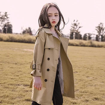 Cotton Teen Girls Long Trench Coats New Fashion England Style Windbreaker Jacket For Girls Children Clothing-Dollar Bargains Online Shopping Australia
