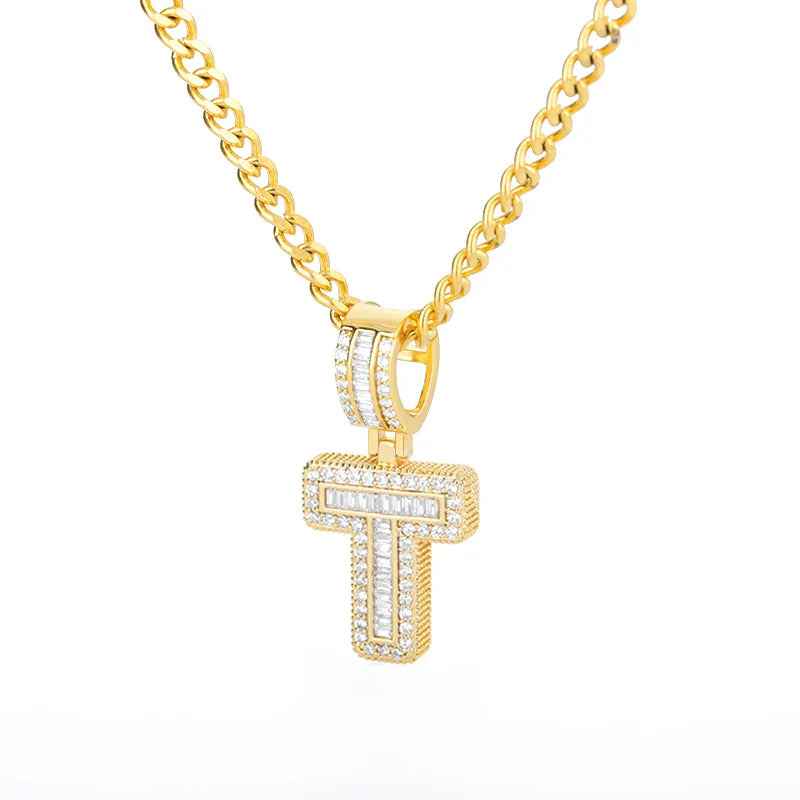 Cubic Zirconia Letter Pendant Necklaces Iced Out Rock Candy Style Initial Charms Necklace Fantastic Jewelry Gift-Dollar Bargains Online Shopping Australia