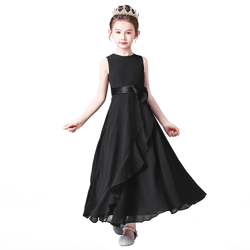 Chiffon Junior Bridesmaid For Teens Ankle-Length Flower Girl Dresses For Wedding Party Kids First Communion Gowns-Dollar Bargains Online Shopping Australia