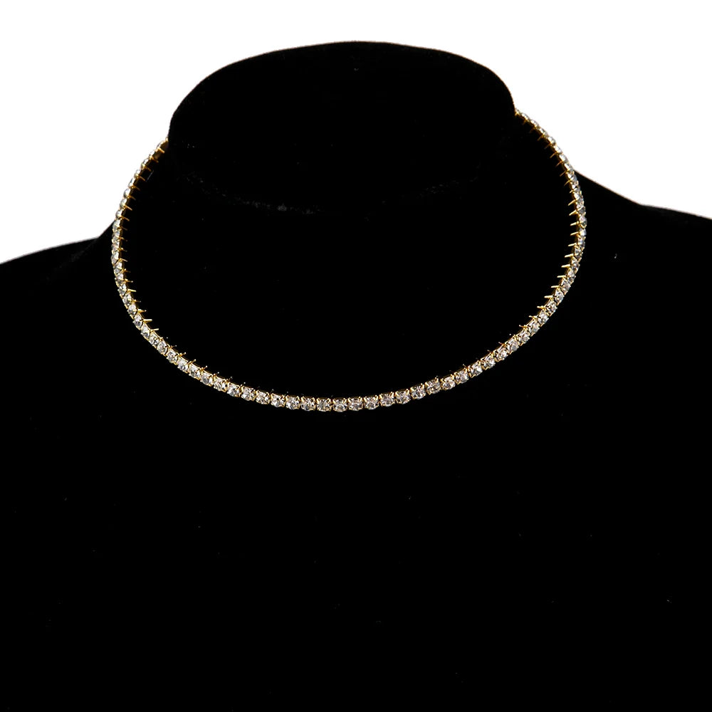 Rhinestone Choker Necklaces Torques Collar Women Statement Jewelry Girl Imitation Pearls Necklace-Dollar Bargains Online Shopping Australia