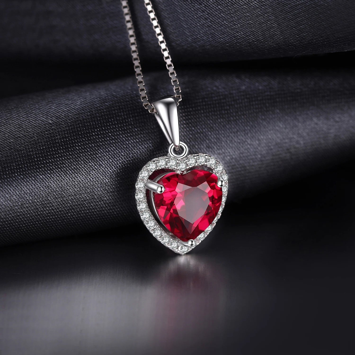 Heart Love 3.6ct Created Ruby 925 Sterling Silver Pendant Necklace for Women No Chain Fashion Fine Jewelry Gift