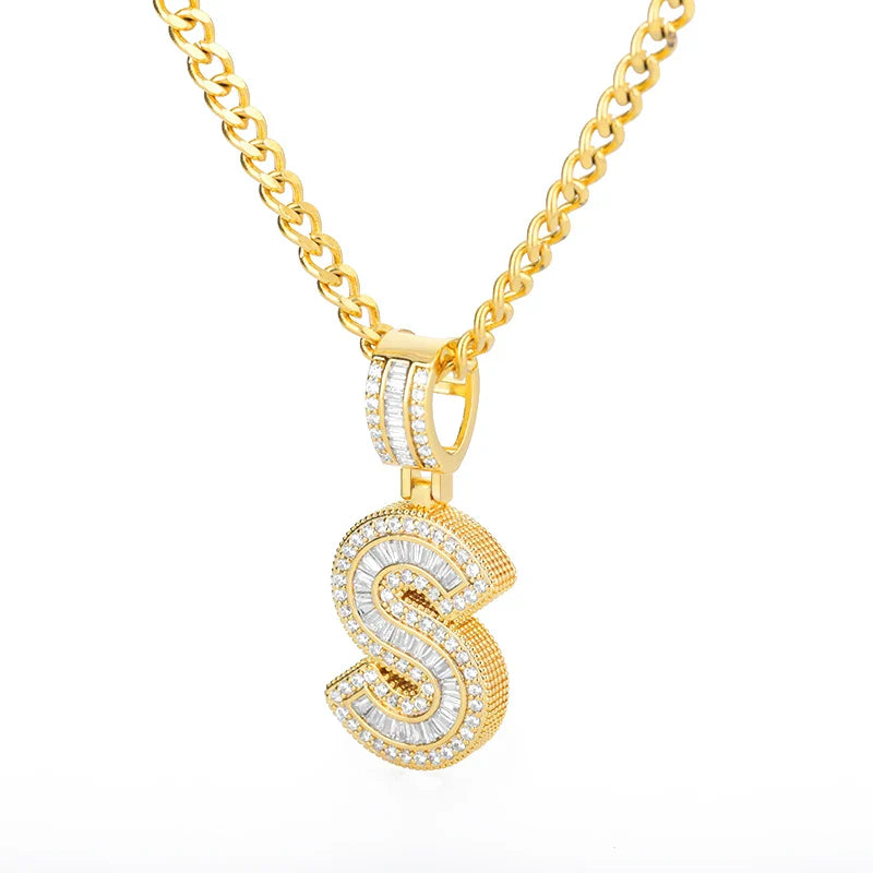 Cubic Zirconia Letters A-Z Pendant Necklaces Iced Out Rock Candy Style Initial Charms Necklace Fantastic Jewelry Gift-Dollar Bargains Online Shopping Australia