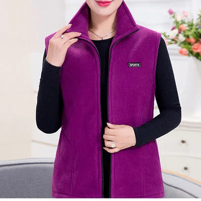 Plus Size Autumn Women Polar Fleece Fabric Vest Large Sleeveless Jacket Fashion Zipper Women's Leisure gilet-Dollar Bargains Online Shopping Australia