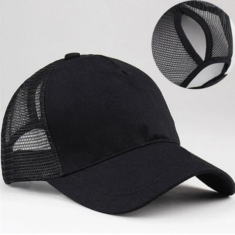 High Ponytail Baseball Cap for Women Summer Sun Hat Running Snapback Hat Messy High Bun CasualWomen's Mesh Caps Female