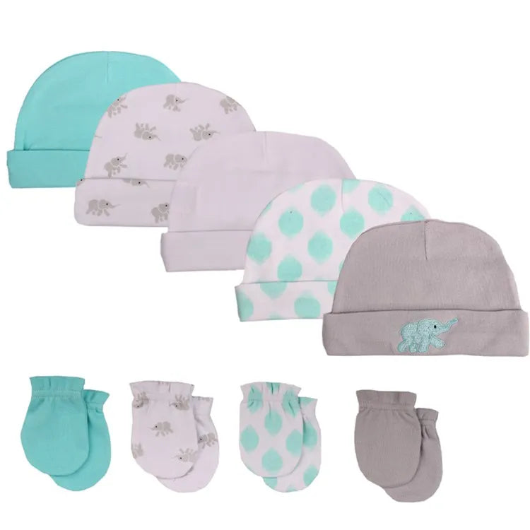 Newborn Baby Hat and Mittens Girl Boy Cap Comfy Infant Hat & Gloves Cotton Toddler Baby Accessorise For 0-6M-Dollar Bargains Online Shopping Australia