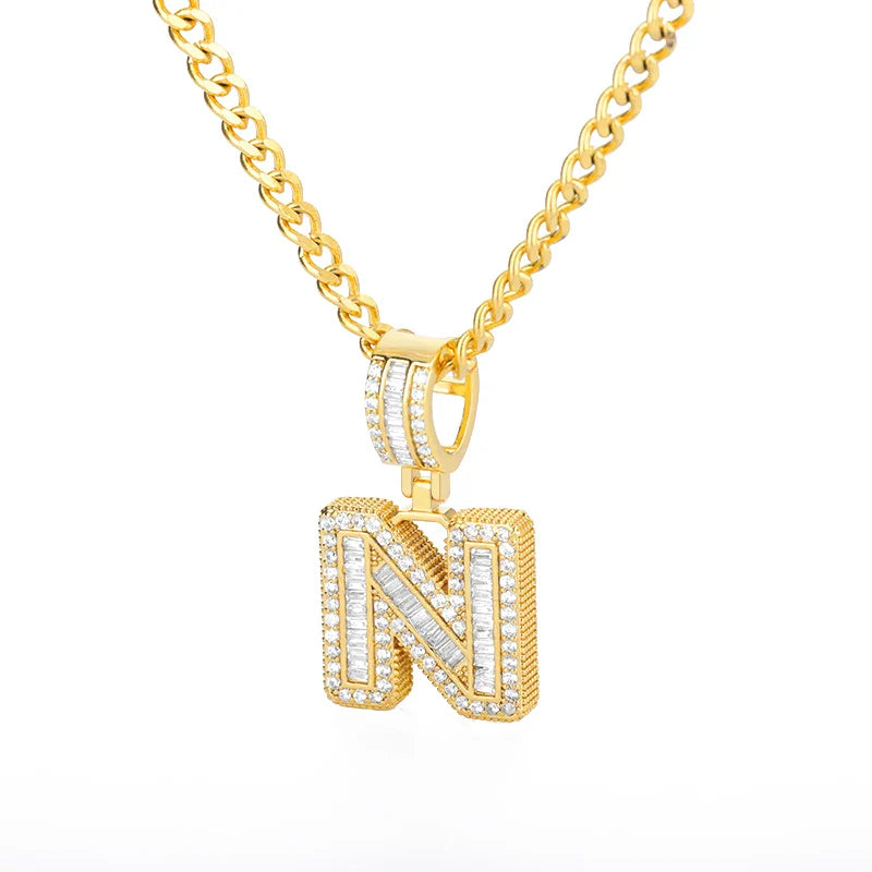 Cubic Zirconia Letter Pendant Necklaces Iced Out Rock Candy Style Initial Charms Necklace Fantastic Jewelry Gift-Dollar Bargains Online Shopping Australia