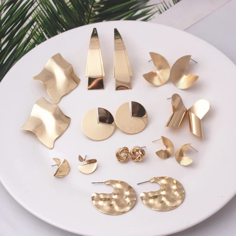 Exaggerated Geometry Irregular Metal Dangle Earrings Spiral Twist Knot Round Smooth Brincos Jewelry-Dollar Bargains Online Shopping Australia