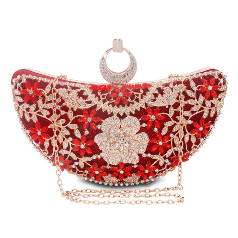 Shape Moon Hollow Out Purse Sequined Diamond Women Evening Bag Clutch Crossbody Bags For Lady Bolsas Feminina Wedding Handbags-Dollar Bargains Online Shopping Australia