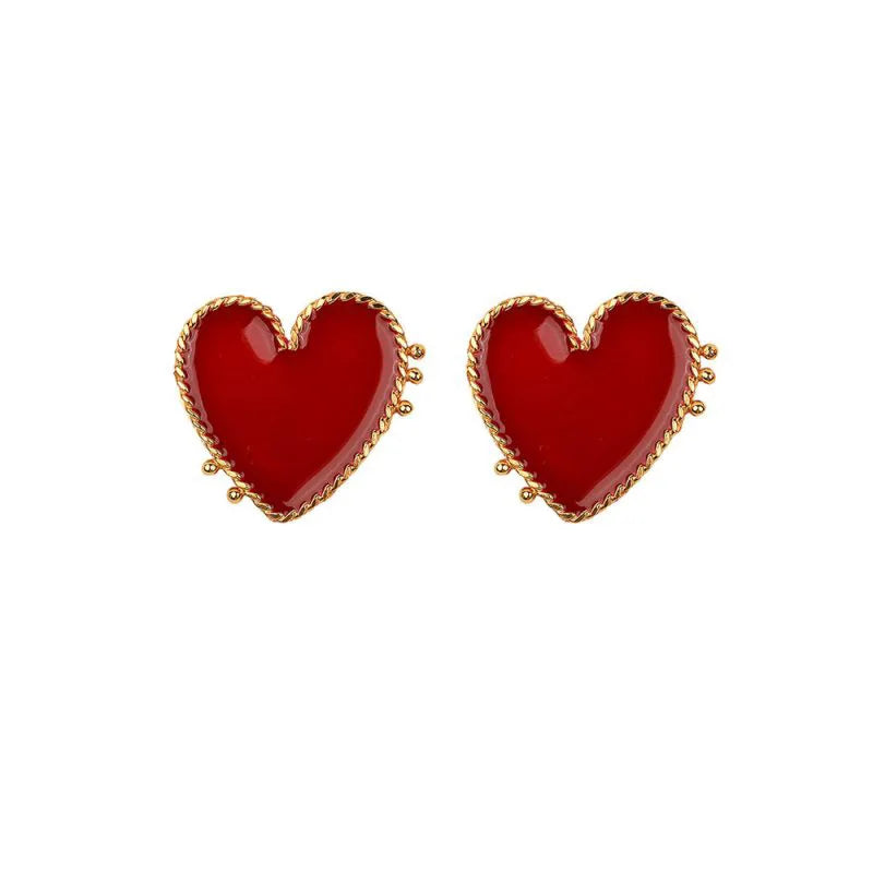Red Heart Stud Earring Women Metal Gold Color Eye Heart Lips Wedding Statement Earrings Fashion Party Jewelry-Dollar Bargains Online Shopping Australia