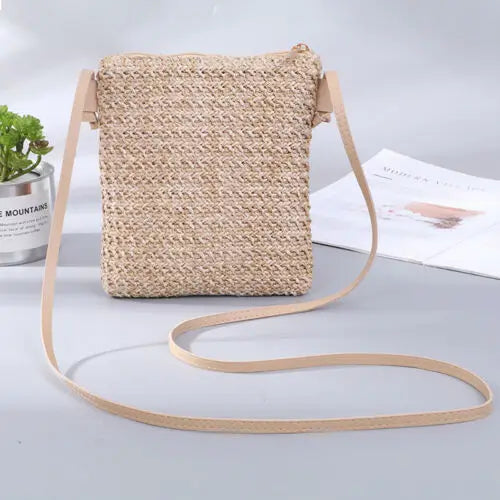 Summer Women New Fashion Straw Bag Rattan Woven Tote Purse New Crossbody Messenger Bag Plait Small Square Handbag Boho Beach-Dollar Bargains Online Shopping Australia
