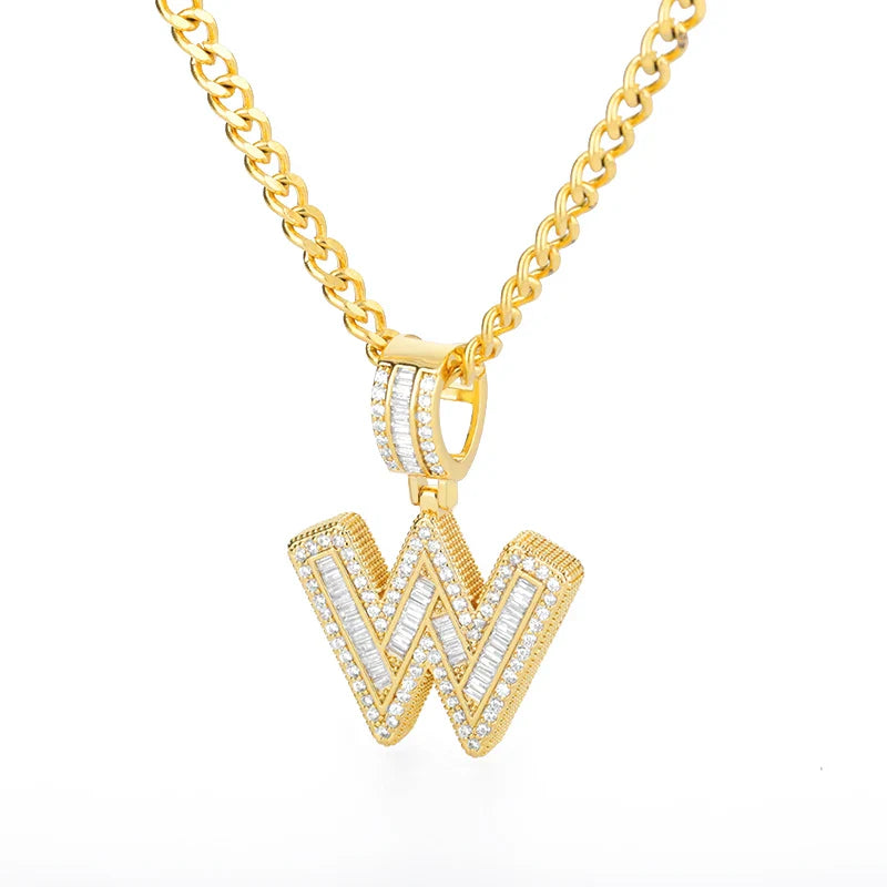 Cubic Zirconia Letter Pendant Necklaces Iced Out Rock Candy Style Initial Charms Necklace Fantastic Jewelry Gift-Dollar Bargains Online Shopping Australia