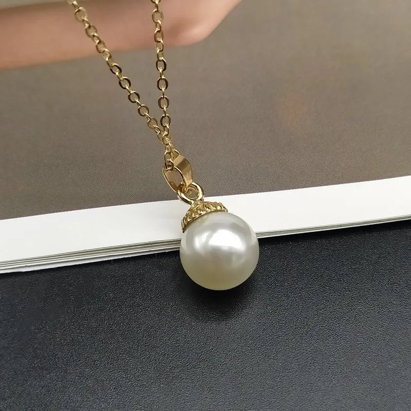 Shell Imitation Pearl Pendant Necklace For Women Fashion Collar Neck Jewelry