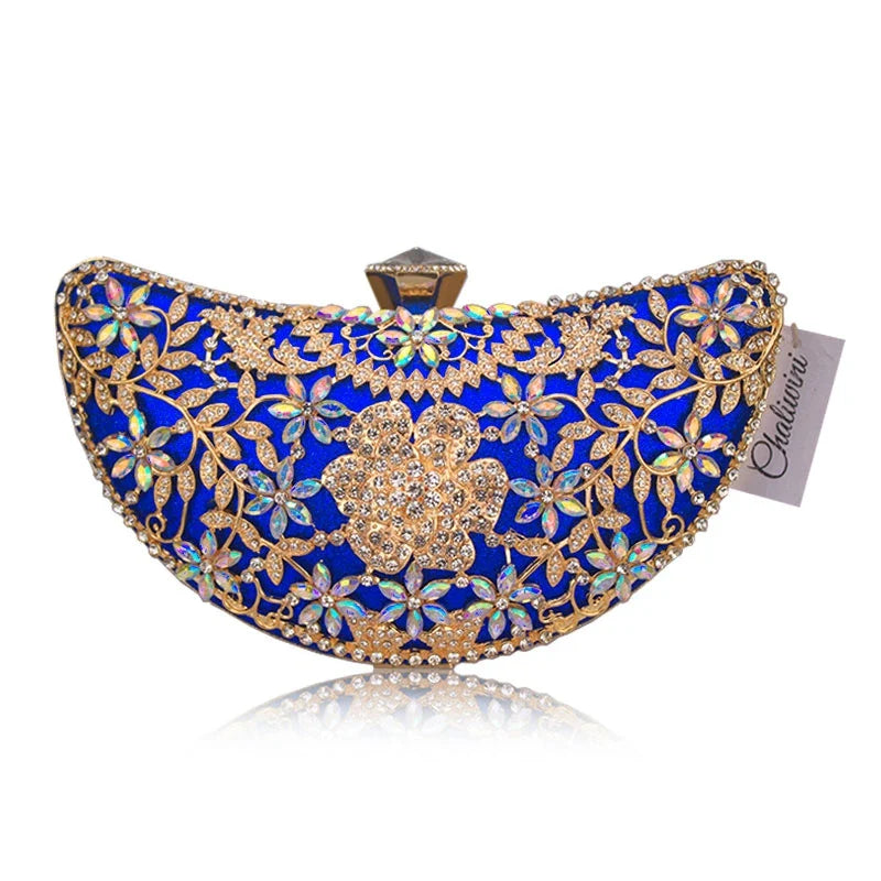 Shape Moon Hollow Out Purse Sequined Diamond Women Evening Bag Clutch Crossbody Bags For Lady Bolsas Feminina Wedding Handbags-Dollar Bargains Online Shopping Australia