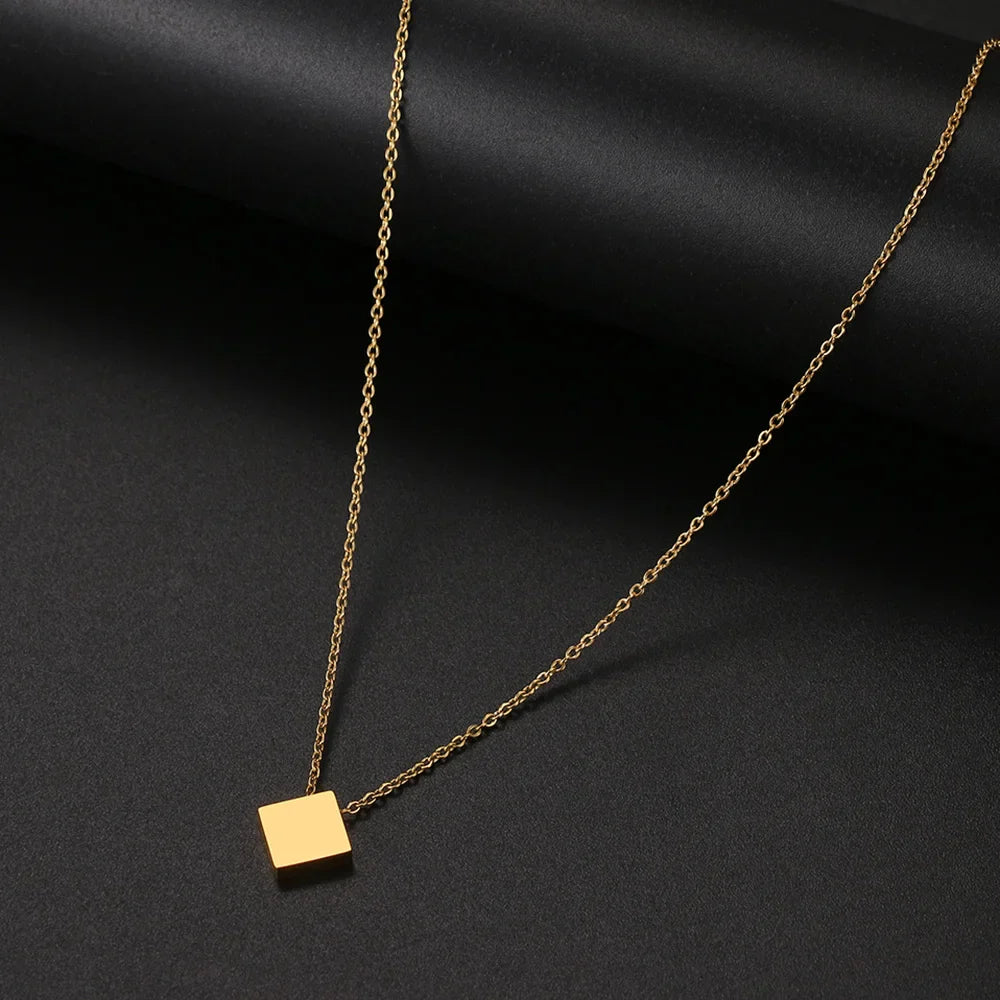 Stainless Steel Necklaces Minimalist Four-leaf Clover Geometric Style Fashion Chain Necklace for Women Collar Pendant Jewelry-Dollar Bargains Online Shopping Australia
