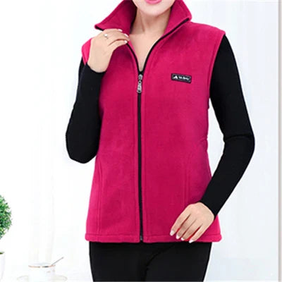 Plus Size Autumn Women Polar Fleece Fabric Vest Large Sleeveless Jacket Fashion Zipper Women's Leisure gilet-Dollar Bargains Online Shopping Australia