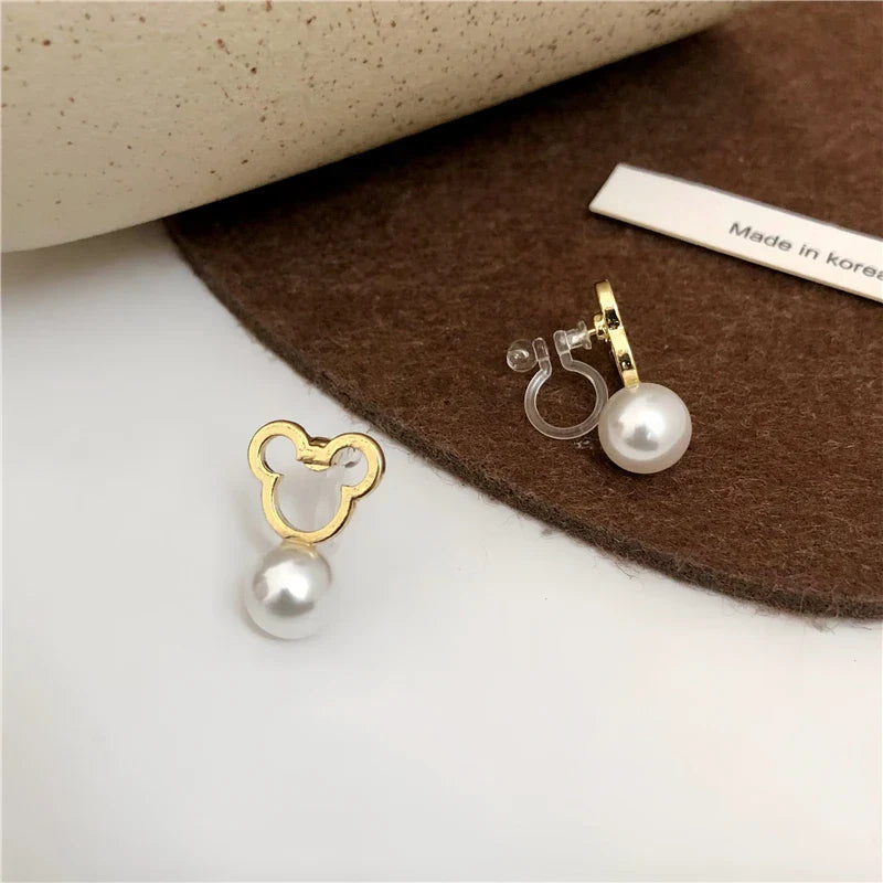Cute Mouse Pearl Earrings Stud Wholesale 2021 Charm Exquisite Bear Stainless Steel Earrings Women's Jewelry-Dollar Bargains Online Shopping Australia