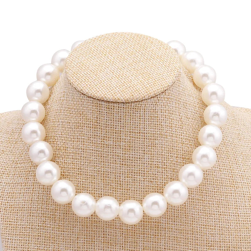 Pearl Choker Necklace Big Round Pearl Wedding Necklace for Women Charm Fashion Jewelry