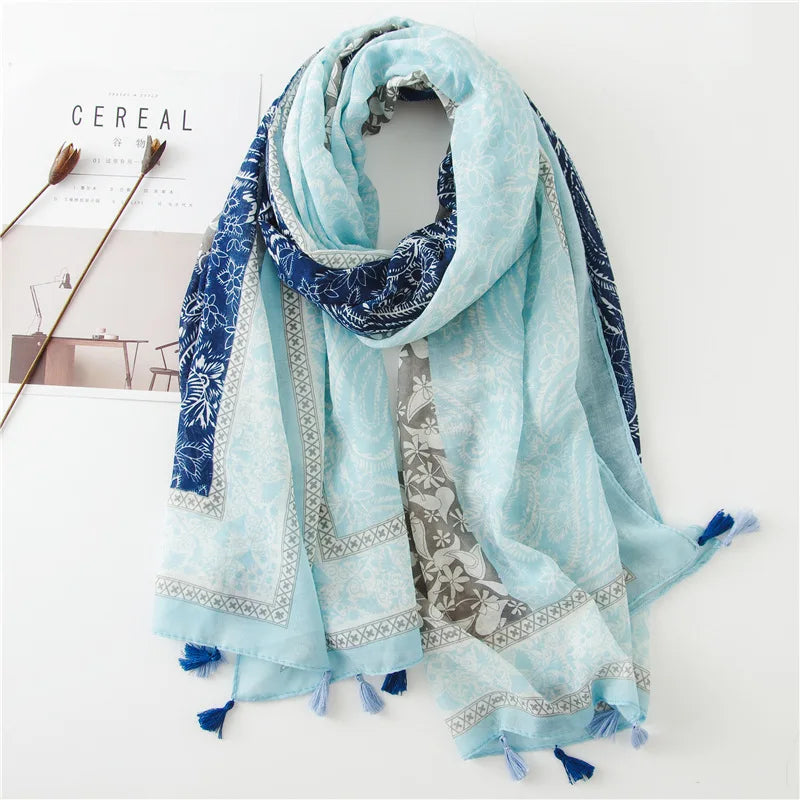Polka Floral Fringe Viscose Shawl Scarf Lady High Quality Wrap Headband Muslim Hijab-Dollar Bargains Online Shopping Australia
