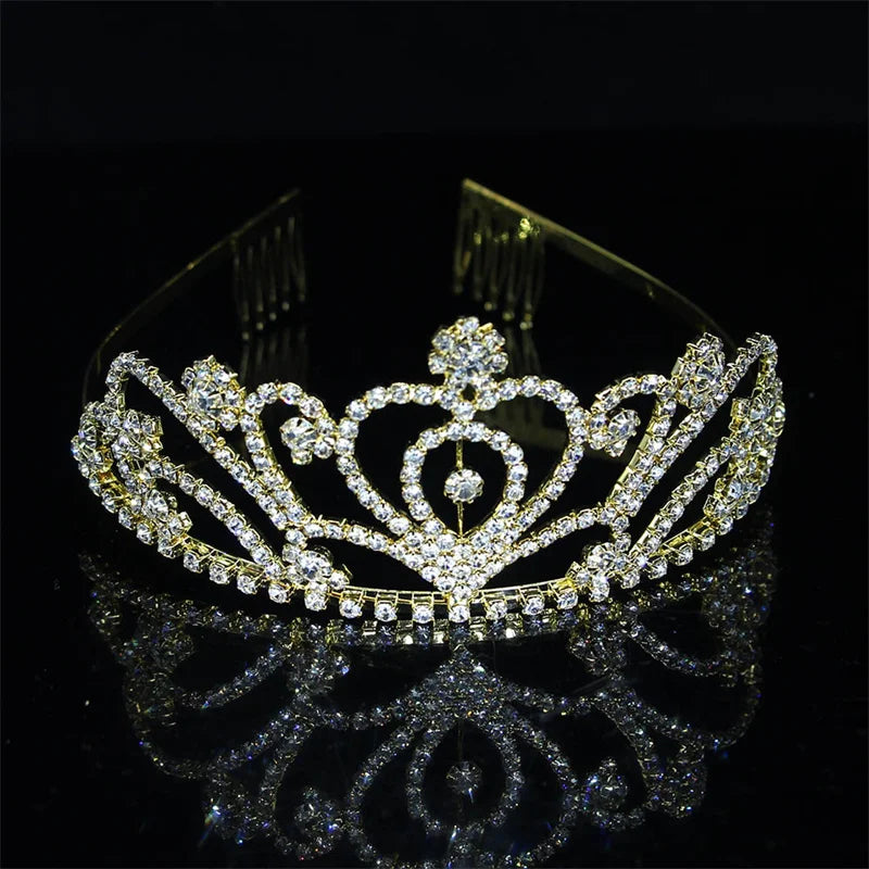 Wedding Bridal Princess Austrian Crystal Tiara Crown Veil Hair Accessory For Girls Children Tiara Crown Hair Jewelry