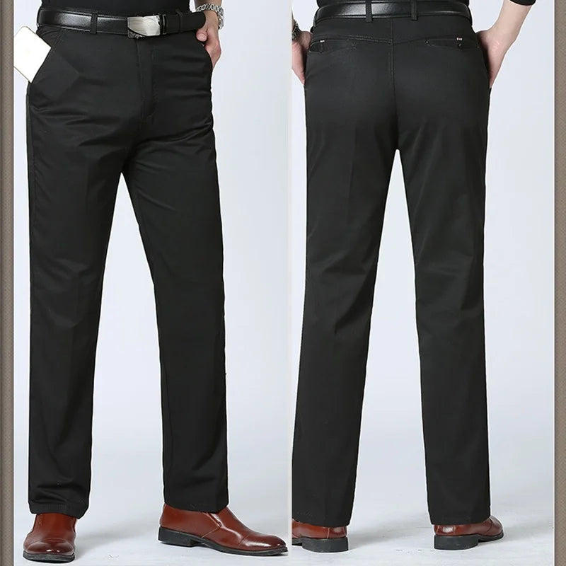 Mens Pants Cotton Casual Stretch Male Trousers Man Long Straight High Quality Plus Size Suit Pant-Dollar Bargains Online Shopping Australia
