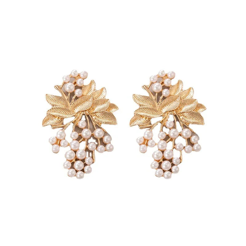 Earrings 2021 Trend Fairy Grunge Jewelry Sets Sweet Little Fresh Temperament Alloy Simplicity Leaf Inlaid Pearl Woman Earring-Dollar Bargains Online Shopping Australia