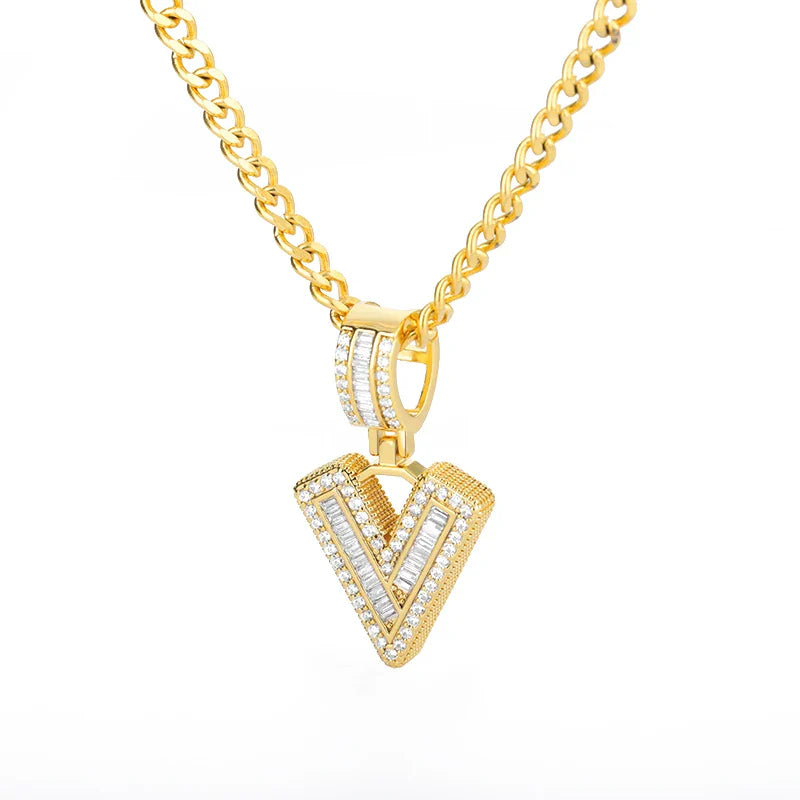 Cubic Zirconia Letter Pendant Necklaces Iced Out Rock Candy Style Initial Charms Necklace Fantastic Jewelry Gift-Dollar Bargains Online Shopping Australia