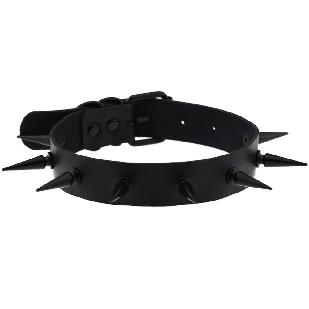 Halloween Emo Cosplay All Black Goth Choker Necklaces For Women Men Punk Spike Rivet Round Heart Bell Belt Necklaces Y2K Jewelry-Dollar Bargains Online Shopping Australia