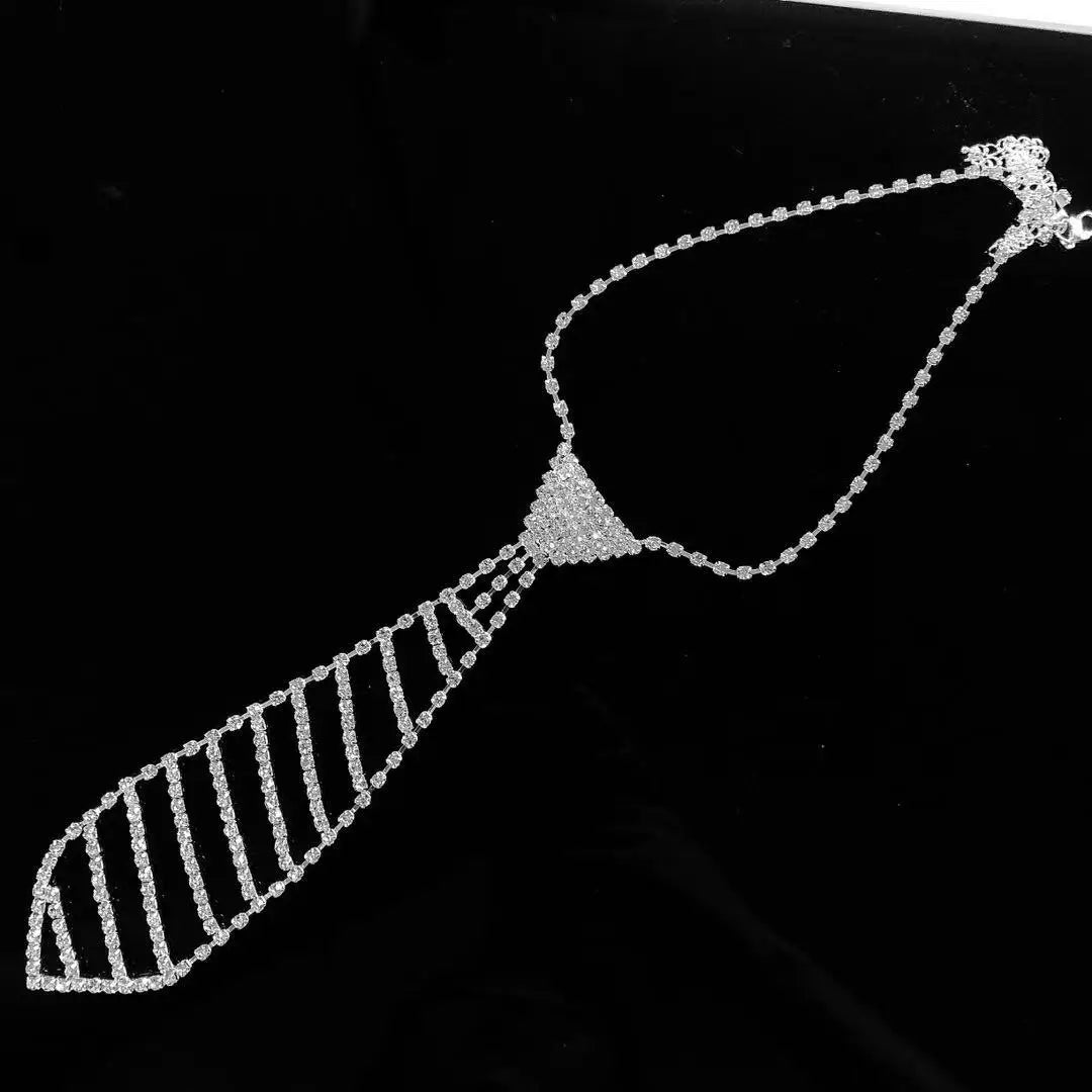 Fashionable and elegant necktie Necklace flash Rhinestone Long Necklace bead chain ladies wedding ball jewelry-Dollar Bargains Online Shopping Australia