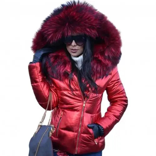 Winter Down Clothes Faux Fur Hood Zipper Pocket Warm Parkas Jackets Woman Outdoor-Dollar Bargains Online Shopping Australia