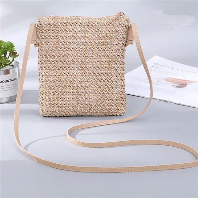 Summer Women New Fashion Straw Bag Rattan Woven Tote Purse New Crossbody Messenger Bag Plait Small Square Handbag Boho Beach-Dollar Bargains Online Shopping Australia