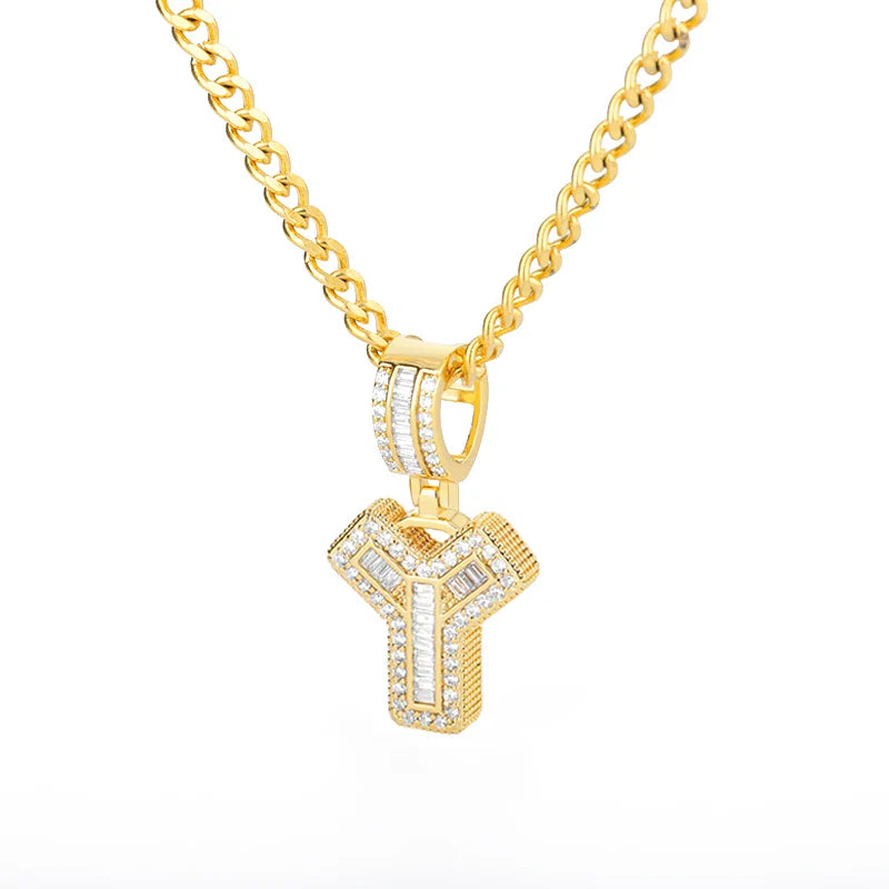 Cubic Zirconia Letter Pendant Necklaces Iced Out Rock Candy Style Initial Charms Necklace Fantastic Jewelry Gift-Dollar Bargains Online Shopping Australia