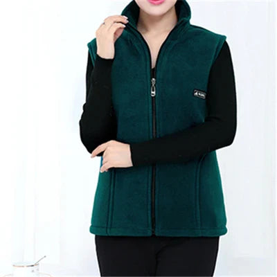Plus Size Autumn Women Polar Fleece Fabric Vest Large Sleeveless Jacket Fashion Zipper Women's Leisure gilet-Dollar Bargains Online Shopping Australia