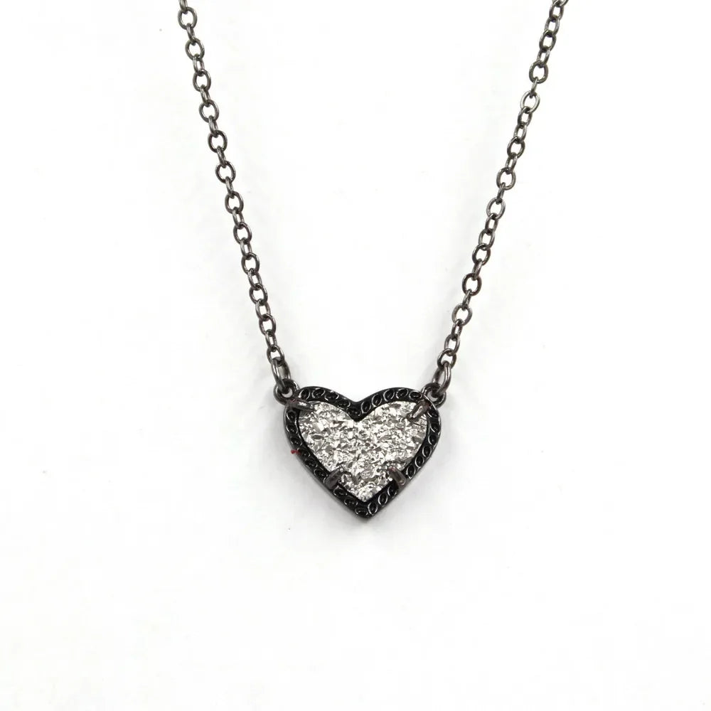 Gift Glitter Abalone Stone Small Heart Shaped 3D Resin Shell Mini Love Necklaces for Women Pendants-Dollar Bargains Online Shopping Australia