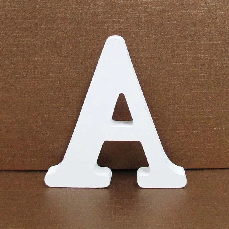 8cm White Wooden Letters English Alphabet DIY Personalized Name Design Art Craft Free Standing Wedding Birthday Home Decor