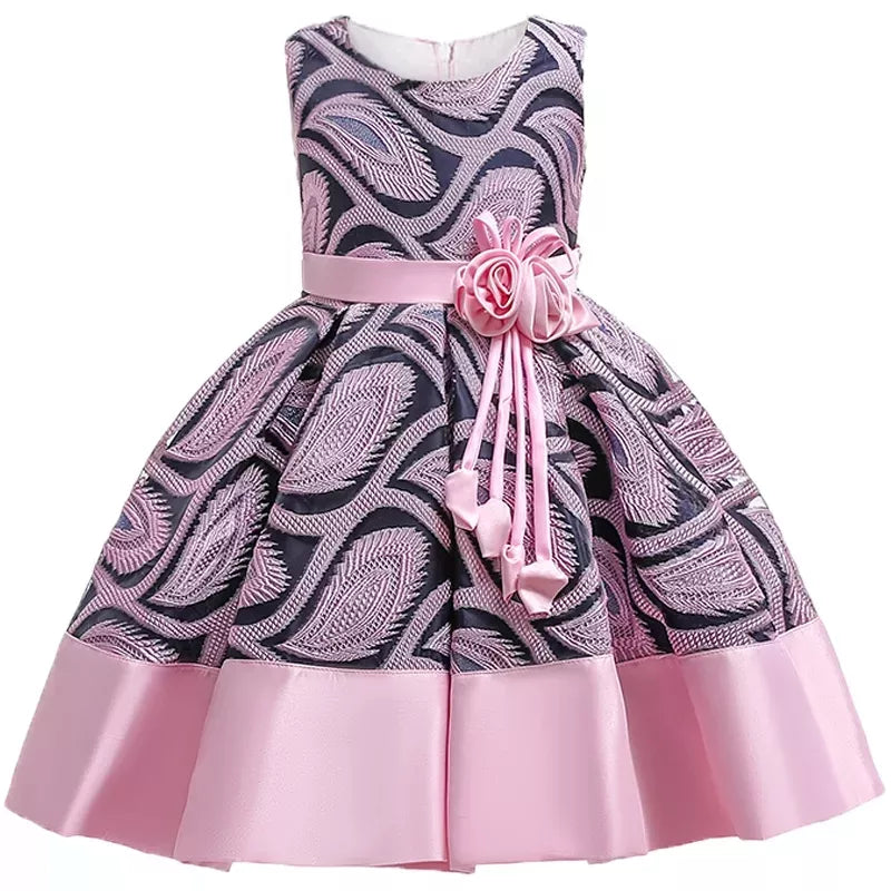 Baby Girls Flower Striped Dress For Girls Floral Wedding Party Dresses Kids Princess Christmas Dress Children Girls Clothing-Dollar Bargains Online Shopping Australia