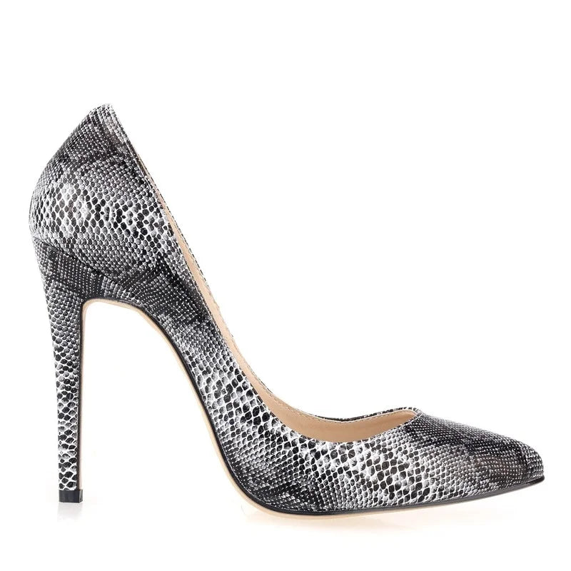 Pointed Toe High Heels Women Pumps Shoes Faux Snake Print Wedding Party