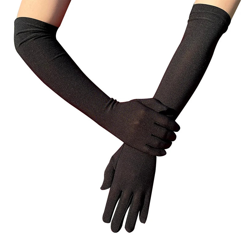 Classic Adult Stretch Satin Finger Long Gloves Women Flapper Gloves Matching Costume