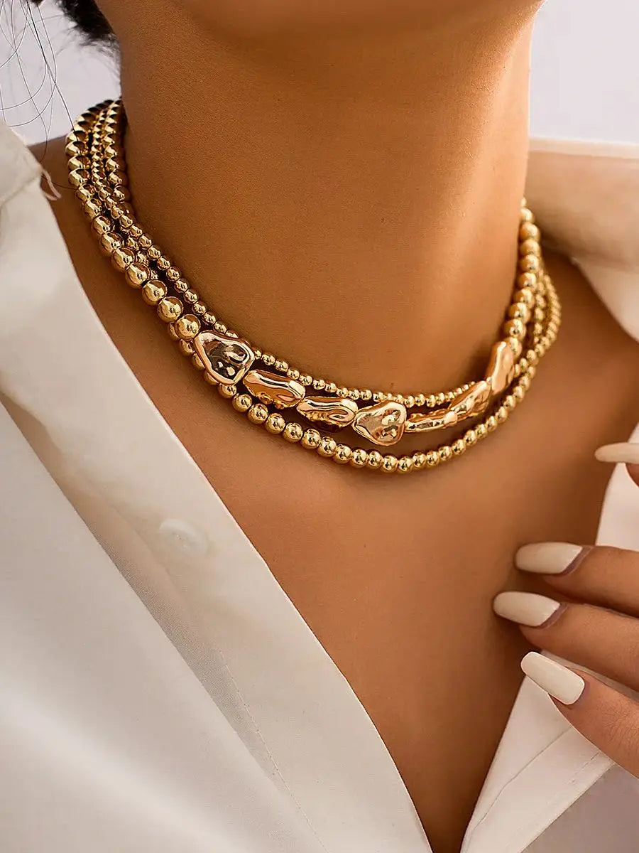 Vintage Multilayer CCB Ball Chain Necklace for Women Fashion Statement Punk Short Choker Necklaces Grunge Jewelry Steampunk-Dollar Bargains Online Shopping Australia