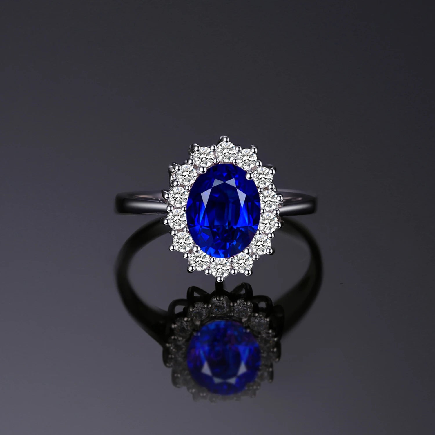 Princess Diana Created Blue Sapphire 925 Sterling Silver Engagement Ring Ruby Natural Amethyst Citrine Blue Topaz