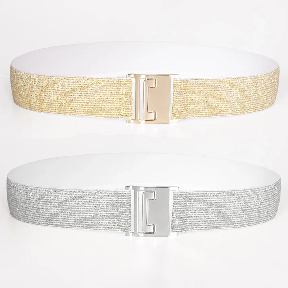 Women Waist Belts Elastic Thin Golden Silver Bling Gothic Corsets Belt-Dollar Bargains Online Shopping Australia