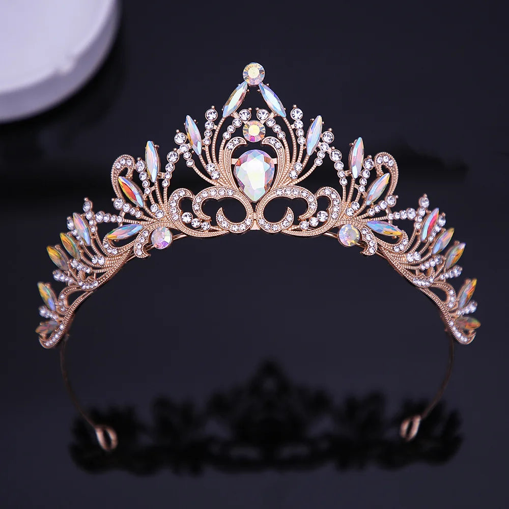 6 Colors Elegant Girls Crystal Tiara Crown For Women Party Wedding Princess Rhinestone Bridal Crown Hair Jewelry