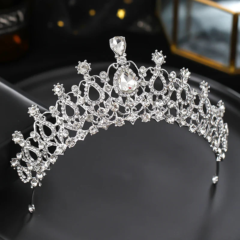 New Silver Color Crystal Diadems For Women Wedding Tiaras Crowns Rhinestone Hair Ornaments Headpiece Bridal Fashion Jewelry