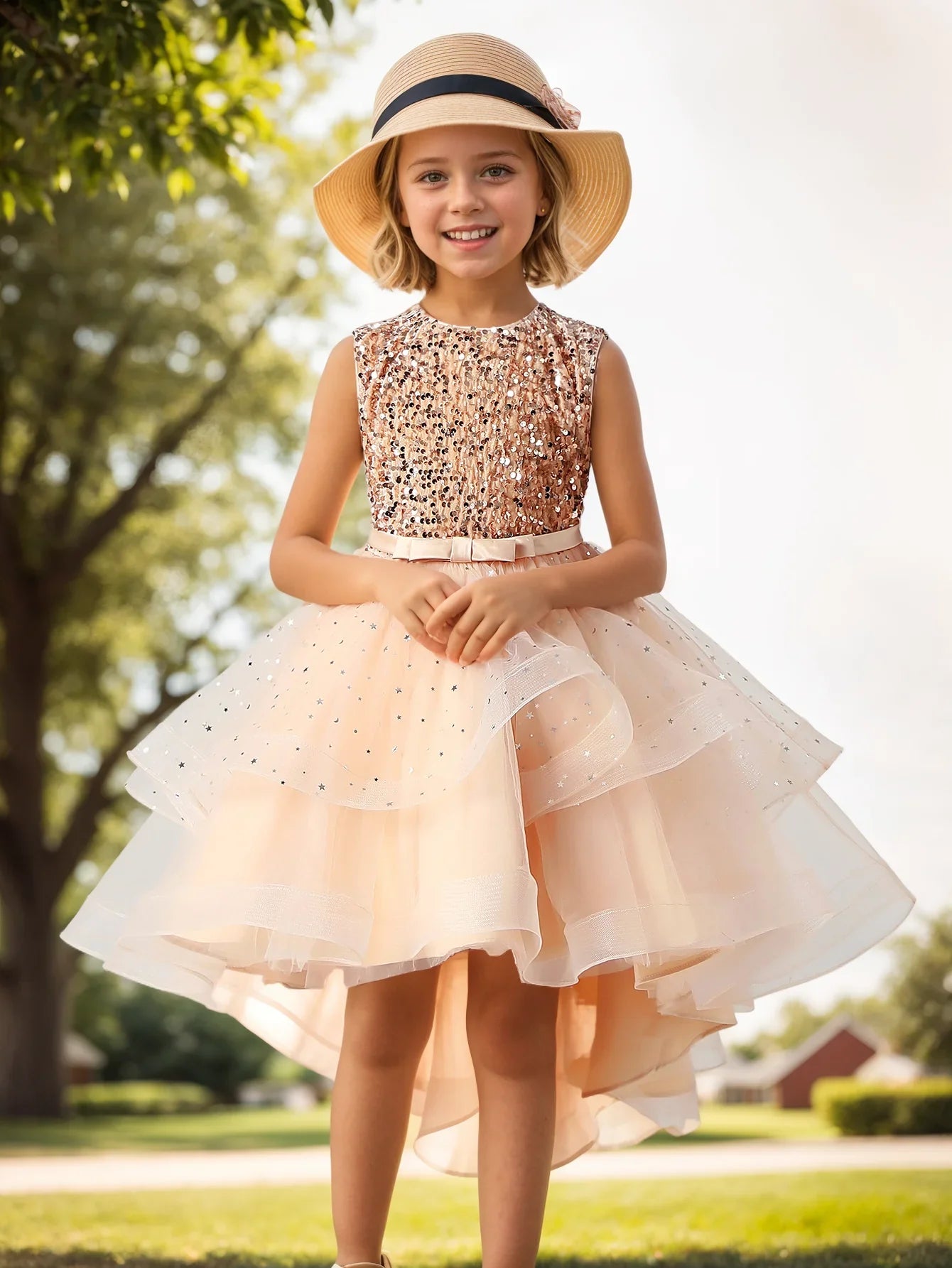 Flower Girls Princess Sequins Baby Wedding Christmas Party Trailing Dress Teenager Children Kids Elegant Vestidos for 3-15Years-Dollar Bargains Online Shopping Australia